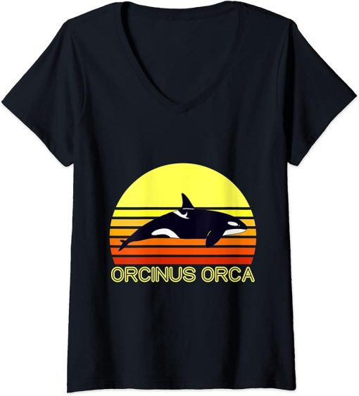 Womens Orcinus Orca for Biologists or whale lovers V-Neck T-Shirt