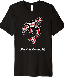 Native Honolulu County Hawaii Red Orca Killer Whale Premium T-Shirt