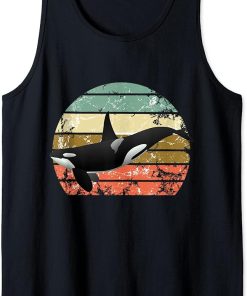 Orca Vintage Retro Sunset Art Killer Whale Sea Ocean Orca Tank Top