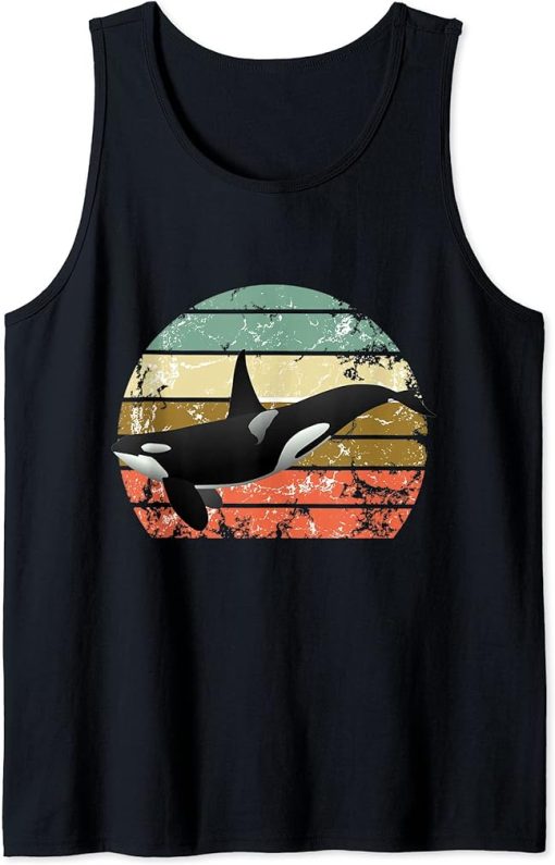 Orca Vintage Retro Sunset Art Killer Whale Sea Ocean Orca Tank Top