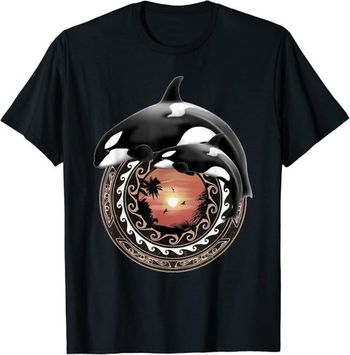 Cute Orca Whales Samoa Polynesia Style Orcas T-Shirt