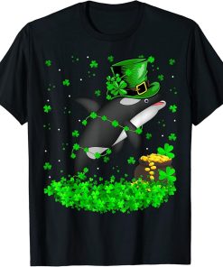 Irish Shamrock Leprechaun Orca Fish St. Patrick"s Day T-Shirt