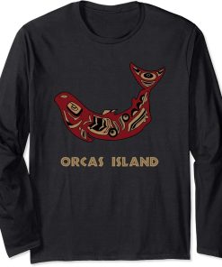 Orcas Island Washington Native American Salmon Fishermen Art Long Sleeve T-Shirt